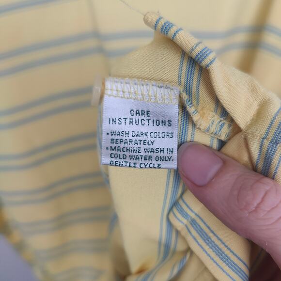 Vintage Masters Performance Polo Shirt Mens XL Yellow Green Stripe Preppy Golf - Picture 8 of 9